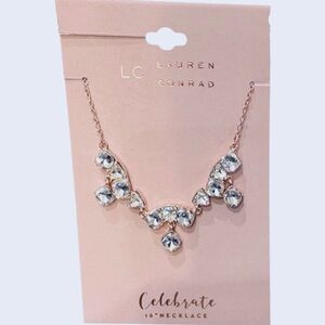 LC Lauren Conrad Crystal Statement Necklace Rose Gold NWT